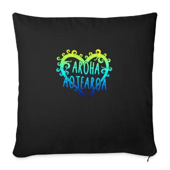 Maori Aroha Aotearoa Siver Fern Herz-Geschenkidee - Sofakissenbezug 45 x 45 cm - Schwarz - Vorne