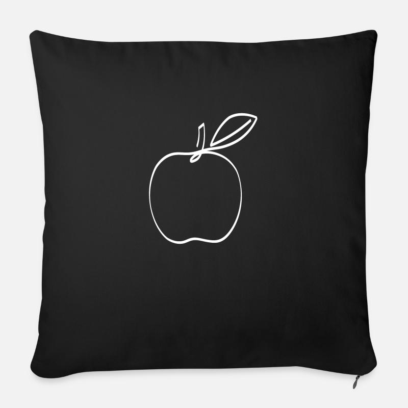 One Line Apfel weiß - Sofakissenbezug 45 x 45 cm - Schwarz