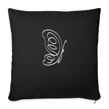 One line butterfly white - Sofa pillowcase 17,3'' x 17,3'' (45 x 45 cm) - black - Front