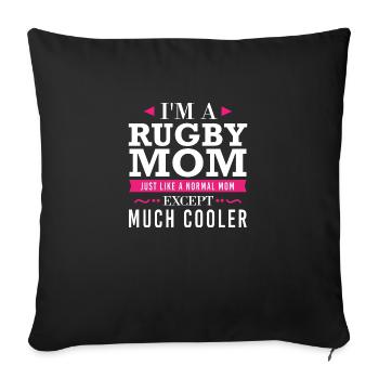 Je suis un rugby à XV comme une maman normale sauf beaucoup - Housse de coussin décorative 45 x 45 cm - noir - Devant