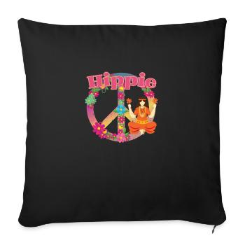 Hippie outfit | Hippies 60s peace gift ideas - Sofa pillowcase 17,3'' x 17,3'' (45 x 45 cm) - black - Front