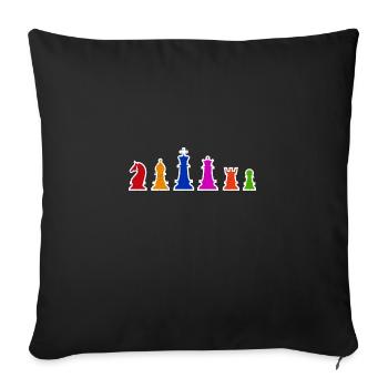 Pièces d'échecs Idée cadeau de joueurs d'échecs colorés - Housse de coussin décorative 45 x 45 cm - noir - Devant