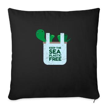 Keep the Sea Plastic Free gift idea - Sofa pillowcase 17,3'' x 17,3'' (45 x 45 cm) - black - Front