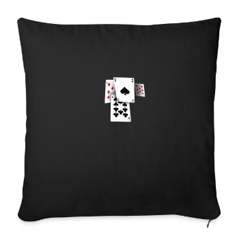 Playing cards and deck of cards - Sofa pillowcase 17,3'' x 17,3'' (45 x 45 cm) - black - Front