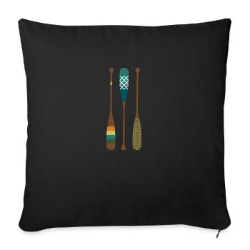 Trois pagaies idée cadeau fan de canoë coloré - Housse de coussin décorative 45 x 45 cm - noir - Devant