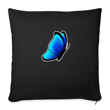 Papillon bleu - Housse de coussin décorative 45 x 45 cm - noir - Devant