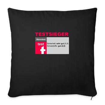 Fake Testsieger Warentest lustige Geschenkidee - Sofakissenbezug 45 x 45 cm - Schwarz - Vorne