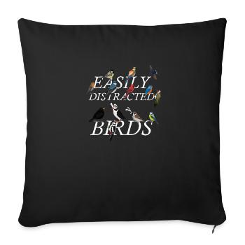 Easily Distracted By Birds Bird Design - Sofa pillowcase 17,3'' x 17,3'' (45 x 45 cm) - black - Front