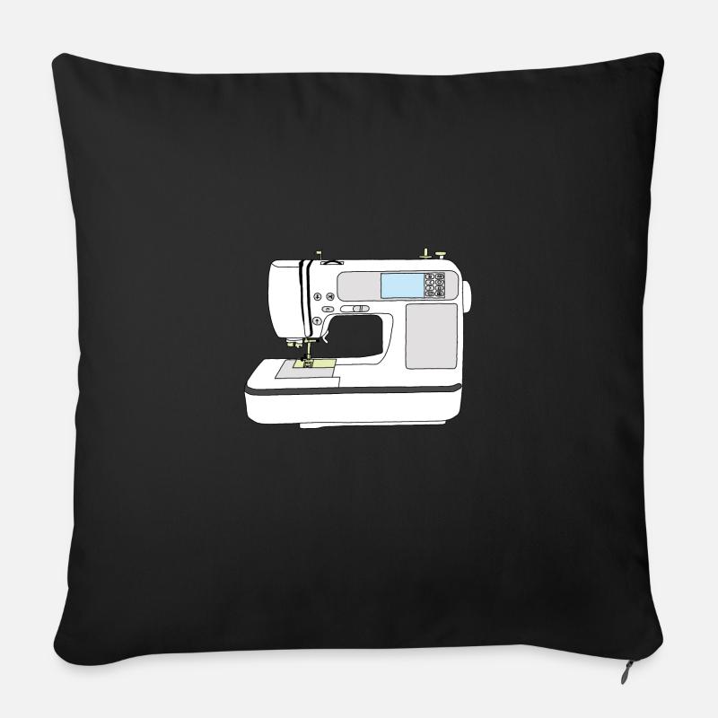 Sketchnote Nähmaschine - Sofakissenbezug 45 x 45 cm - Schwarz