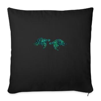 Maori tortue paire tatouage tribal polynésien - Housse de coussin décorative 45 x 45 cm - noir - Devant