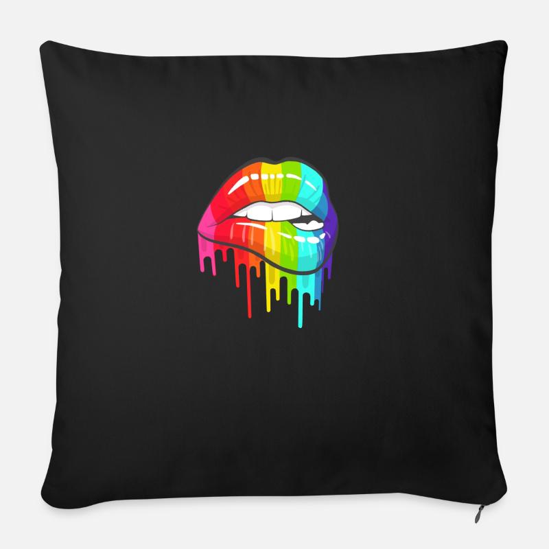Regenbogenlippen - Sofakissenbezug 45 x 45 cm - Schwarz
