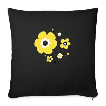 Blumen - Sofakissenbezug 45 x 45 cm - Schwarz - Vorne