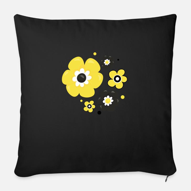 Blumen - Sofakissenbezug 45 x 45 cm - Schwarz