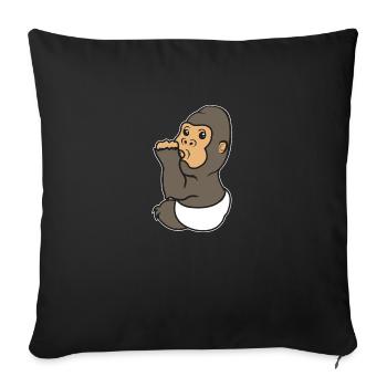 Cute animals gorilla thumb sucking baby gift - Sofa pillowcase 17,3'' x 17,3'' (45 x 45 cm) - black - Front