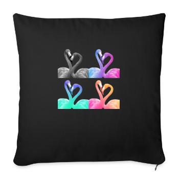 Flamingo Flamingos Color - Sofa pillowcase 17,3'' x 17,3'' (45 x 45 cm) - black - Front