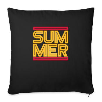 Barres rouges été conception logo palm texte eau - Housse de coussin décorative 45 x 45 cm - noir - Devant