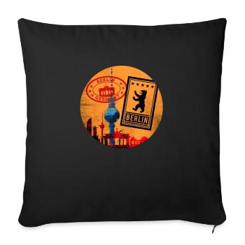 Berlin Skyline TV Tower Brandenburg Gate - Sofa pillowcase 17,3'' x 17,3'' (45 x 45 cm) - black - Front