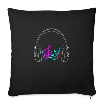 Headphone Musik notes - Sofakissenbezug 45 x 45 cm - Schwarz - Vorne