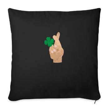 Cloverleaf finger crossed Good luck gift idea - Sofa pillowcase 17,3'' x 17,3'' (45 x 45 cm) - black - Front