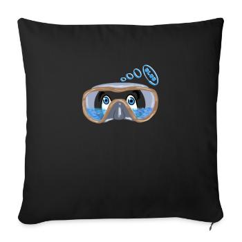 Un plongeur avec de l’eau dans les lunettes, nager, nager - Housse de coussin décorative 45 x 45 cm - noir - Devant