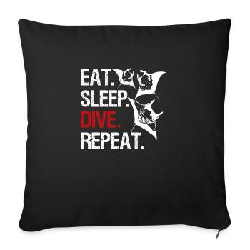 Eat Sleep Dive Repeat – Manta Swarm - Sofa pillowcase 17,3'' x 17,3'' (45 x 45 cm) - black - Front