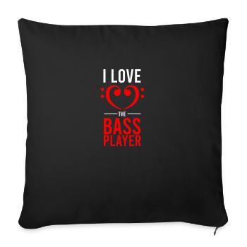 Musique I Love The Bass Player Bass Clef Hearts Gift - Housse de coussin décorative 45 x 45 cm - noir - Devant