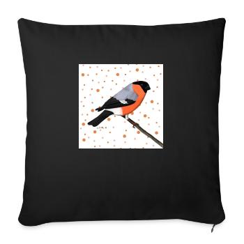 Bullfinch Orange Bird Animal Women Men Children - Sofa pillowcase 17,3'' x 17,3'' (45 x 45 cm) - black - Front
