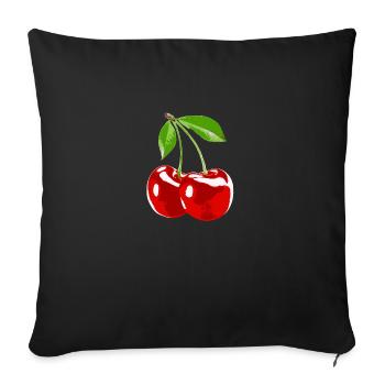 Cherry cherry fruit harvest - Sofa pillowcase 17,3'' x 17,3'' (45 x 45 cm) - black - Front