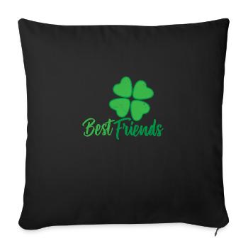 Friendship Best Friends Trèfle à quatre feuilles - Housse de coussin décorative 45 x 45 cm - noir - Devant