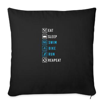 Triathlon Eat Sleep Swim Bike Run Repeat Gift - Sofa pillowcase 17,3'' x 17,3'' (45 x 45 cm) - black - Front