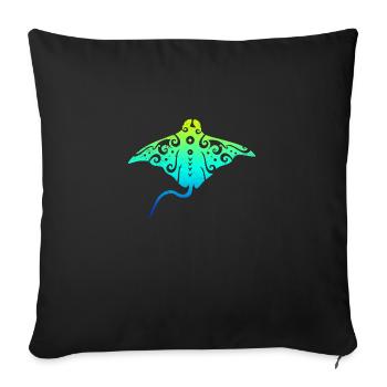Cadeau de tatouage tribal polynésien Maori Stingray - Housse de coussin décorative 45 x 45 cm - noir - Devant