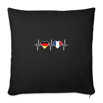 Germany France friendship heartbeat - Sofa pillowcase 17,3'' x 17,3'' (45 x 45 cm) - black - Front