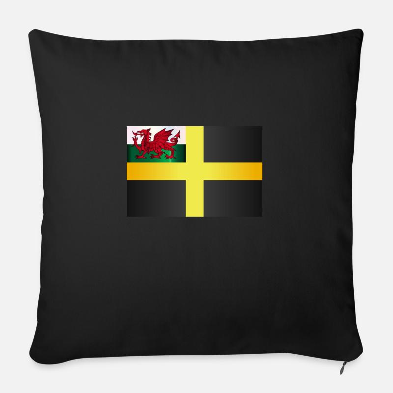 Flagge des Heiligen David von Wales - Sofakissenbezug 45 x 45 cm - Schwarz