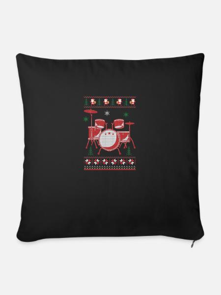 Schlagzeug Ugly Christmas | Drummer Musik Geschenk - Sofakissenbezug 45 x 45 cm - Schwarz