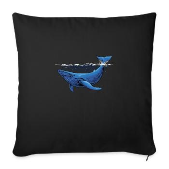 blue whale illustration - Sofa pillowcase 17,3'' x 17,3'' (45 x 45 cm) - black - Front