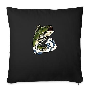 bass fishing illustration - Sofa pillowcase 17,3'' x 17,3'' (45 x 45 cm) - black - Front