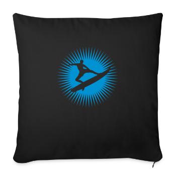 Surfer silhouette surfboard - Sofa pillowcase 17,3'' x 17,3'' (45 x 45 cm) - black - Front