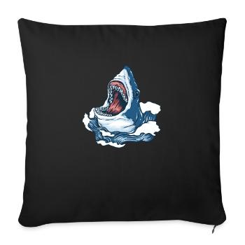 shark fish wild illustration - Sofa pillowcase 17,3'' x 17,3'' (45 x 45 cm) - black - Front