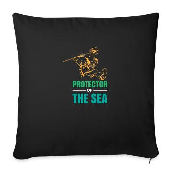 Poseidon Protector of the Sea Plongeur Idée de cadeau - Housse de coussin décorative 45 x 45 cm - noir - Devant