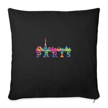 Idée cadeau souvenir Paris Skyline Impression - Housse de coussin décorative 45 x 45 cm - noir - Devant