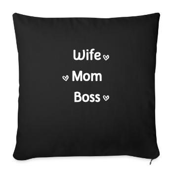 Wife Boss mom family gift - Sofa pillowcase 17,3'' x 17,3'' (45 x 45 cm) - black - Front