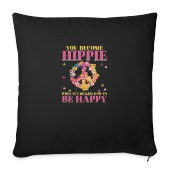 Hippie Peace | Cadeau de hippies de costume de carnaval - Housse de coussin décorative 45 x 45 cm - noir - Devant