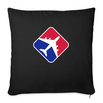 Airplane red blue - Sofa pillowcase 17,3'' x 17,3'' (45 x 45 cm) - black - Front