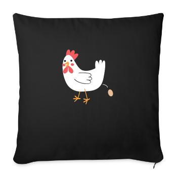 Poulet caca un œuf! - Housse de coussin décorative 45 x 45 cm - noir - Devant