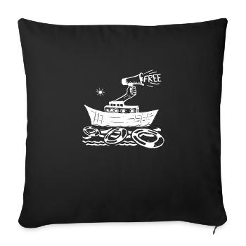 Canot de sauvetage, sauvetage en mer - Housse de coussin décorative 45 x 45 cm - noir - Devant