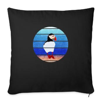 Papageientaucher - Puffin - vintage - rétro - Housse de coussin décorative 45 x 45 cm - noir - Devant