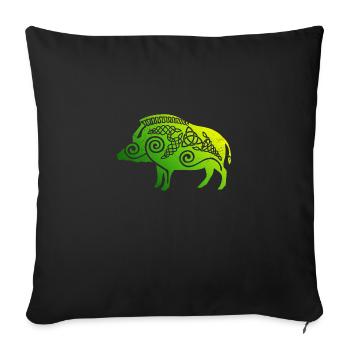Symbole celtique sanglier noeud celtique - Housse de coussin décorative 45 x 45 cm - noir - Devant