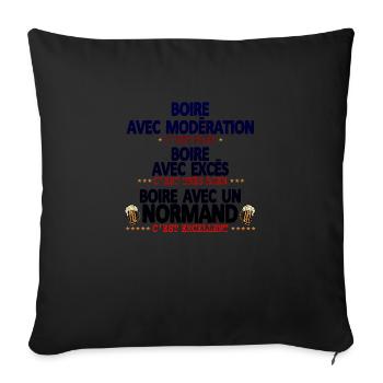 boire moderation exces normand bien tres excellent - Housse de coussin décorative 45 x 45 cm - noir - Devant