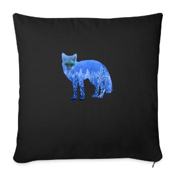 Double Exposure Tiere Polarfuchs Eisfuchs Geschenk - Sofakissenbezug 45 x 45 cm - Schwarz - Vorne