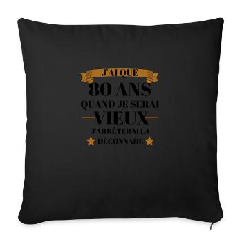 80e anniversaire pour grand-père et grand-mère - Housse de coussin décorative 45 x 45 cm - noir - Devant